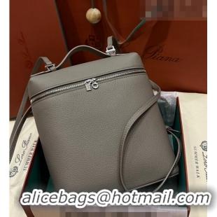 Super Quality Loro Piana Extra Pocket Backpack Bag L23.5 in Calfskin LP5440 Dark Grey/Silver 2023