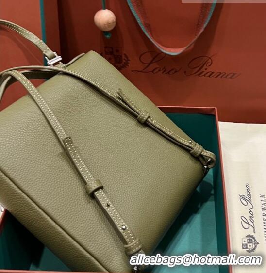 Popular Style Loro Piana Extra Pocket Backpack Bag L23.5 in Calfskin LP5440 Green/Silver 2023