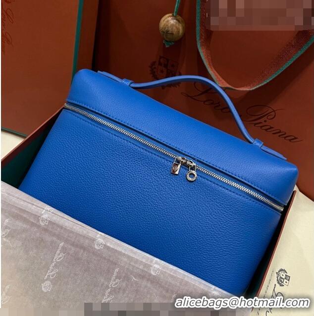 Top Quality Loro Piana Extra Pocket Pouch L27 in Calfskin LP5441 Blue 2/Silver 2023