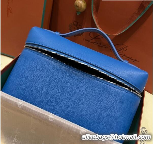 Top Quality Loro Piana Extra Pocket Pouch L27 in Calfskin LP5441 Blue 2/Silver 2023