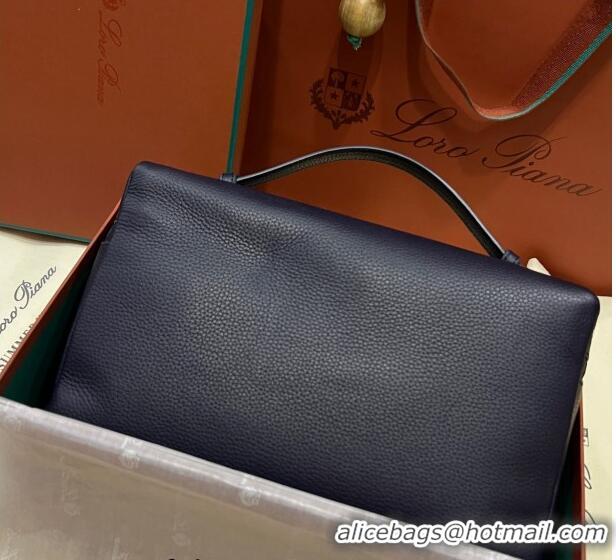 Luxurious Loro Piana Extra Pocket Pouch L27 in Calfskin LP5441 Dark Blue/Silver 2023