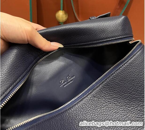 Luxurious Loro Piana Extra Pocket Pouch L27 in Calfskin LP5441 Dark Blue/Silver 2023