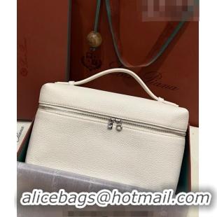 Top Design Loro Piana Extra Pocket Pouch L27 in Calfskin LP5441 Cream White/Silver 2023