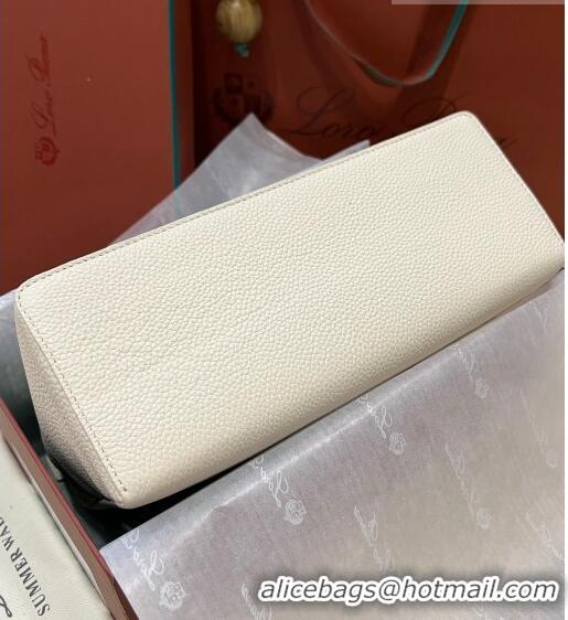 Top Design Loro Piana Extra Pocket Pouch L27 in Calfskin LP5441 Cream White/Silver 2023