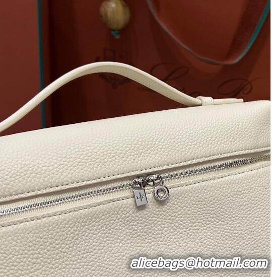 Top Design Loro Piana Extra Pocket Pouch L27 in Calfskin LP5441 Cream White/Silver 2023