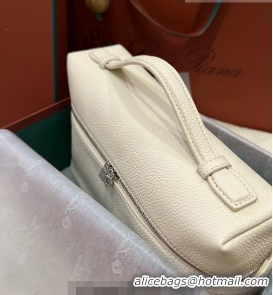 Top Design Loro Piana Extra Pocket Pouch L27 in Calfskin LP5441 Cream White/Silver 2023