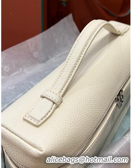 Top Design Loro Piana Extra Pocket Pouch L27 in Calfskin LP5441 Cream White/Silver 2023