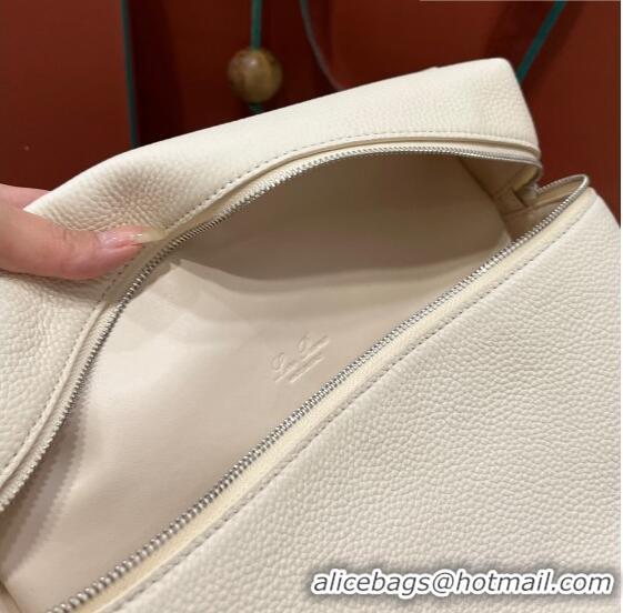 Top Design Loro Piana Extra Pocket Pouch L27 in Calfskin LP5441 Cream White/Silver 2023