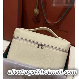 Cheapest Loro Piana Extra Pocket Pouch L27 in Calfskin LP5441 Beige/Silver 2023