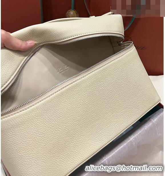 Cheapest Loro Piana Extra Pocket Pouch L27 in Calfskin LP5441 Beige/Silver 2023