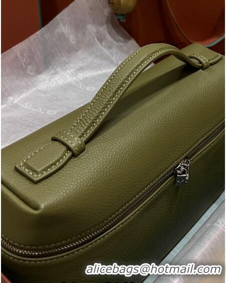 Super Quality Loro Piana Extra Pocket Pouch L27 in Calfskin LP5441 Green/Silver 2023