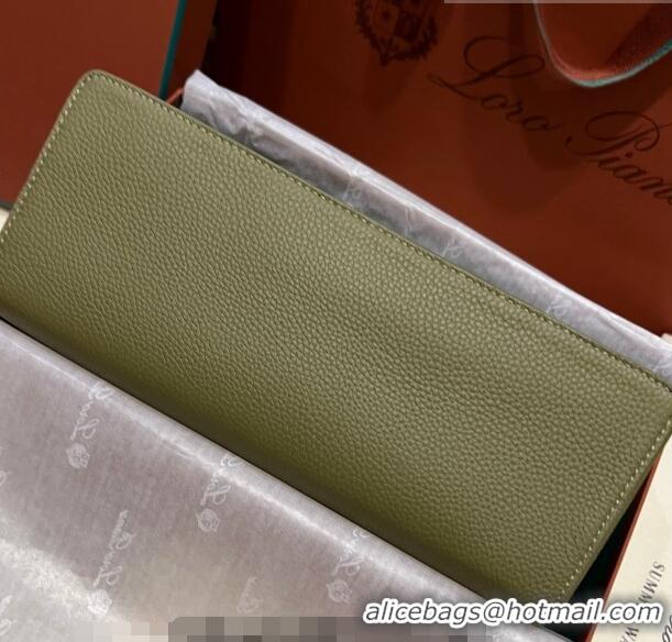 Super Quality Loro Piana Extra Pocket Pouch L27 in Calfskin LP5441 Green/Silver 2023