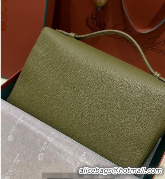 Super Quality Loro Piana Extra Pocket Pouch L27 in Calfskin LP5441 Green/Silver 2023