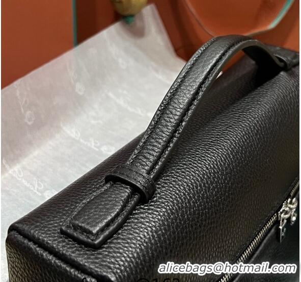 Super Quality Loro Piana Extra Pocket Pouch L27 in Calfskin LP5441 Black/Silver 2023