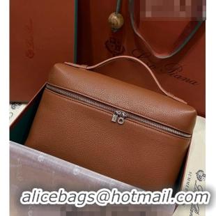 Traditional Specials Loro Piana Extra Pocket Pouch L27 in Calfskin LP5441 Brown/Silver 2023