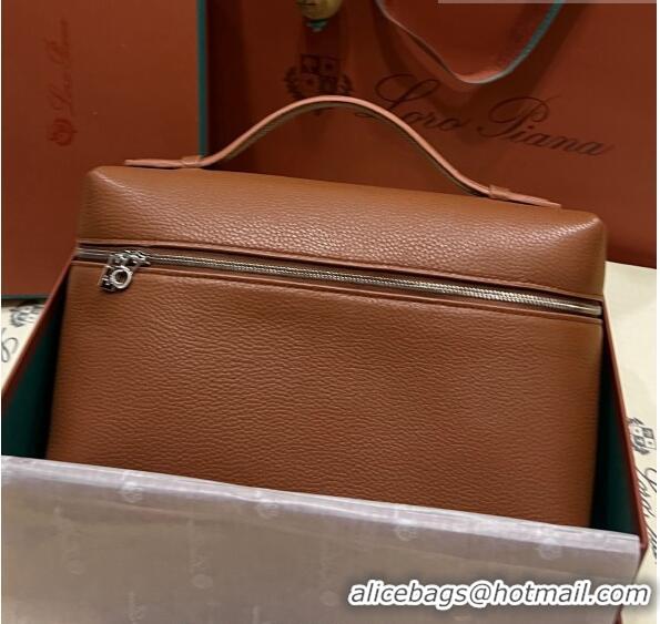 Traditional Specials Loro Piana Extra Pocket Pouch L27 in Calfskin LP5441 Brown/Silver 2023