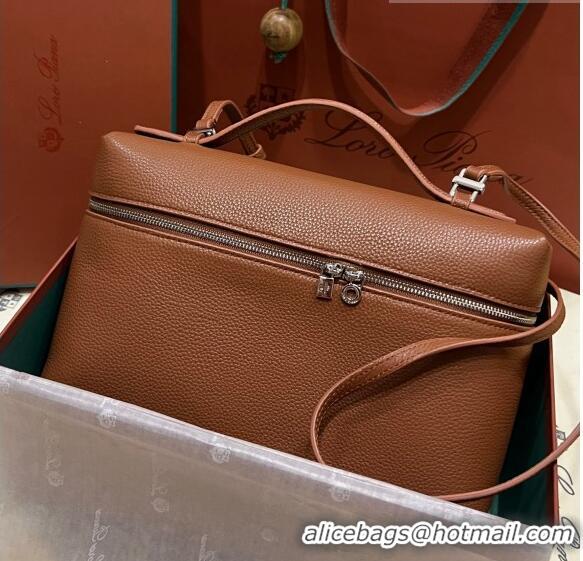 Traditional Specials Loro Piana Extra Pocket Pouch L27 in Calfskin LP5441 Brown/Silver 2023