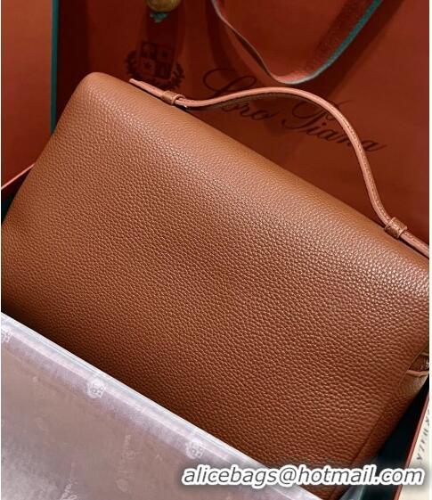 Traditional Specials Loro Piana Extra Pocket Pouch L27 in Calfskin LP5441 Brown/Silver 2023