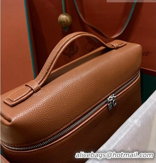 Traditional Specials Loro Piana Extra Pocket Pouch L27 in Calfskin LP5441 Brown/Silver 2023