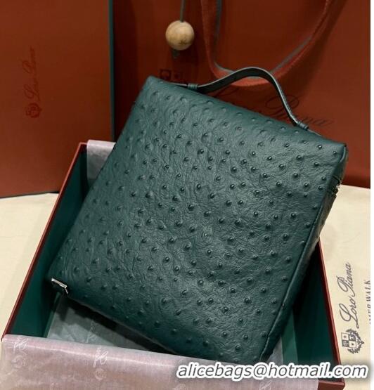 Purchase Best Loro Piana Extra Pocket Backpack Bag L23.5 in Ostrich Pattern Leather LP5444 Dark Green 2023