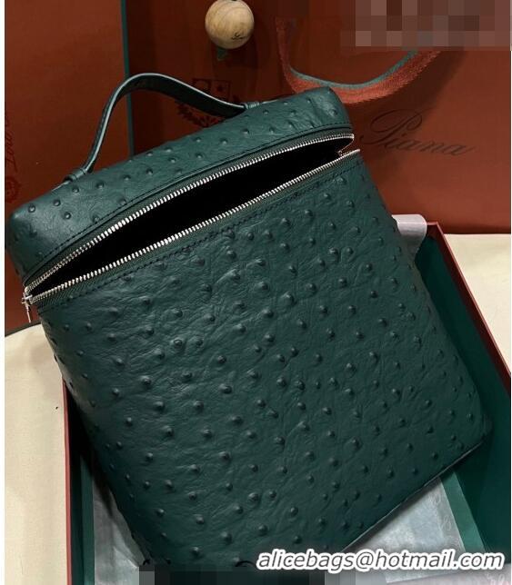 Purchase Best Loro Piana Extra Pocket Backpack Bag L23.5 in Ostrich Pattern Leather LP5444 Dark Green 2023