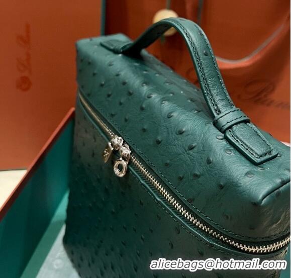 Purchase Best Loro Piana Extra Pocket Backpack Bag L23.5 in Ostrich Pattern Leather LP5444 Dark Green 2023