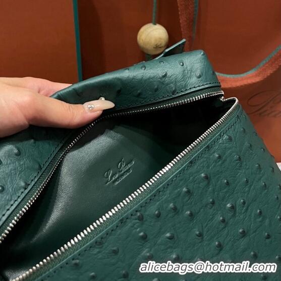 Purchase Best Loro Piana Extra Pocket Backpack Bag L23.5 in Ostrich Pattern Leather LP5444 Dark Green 2023