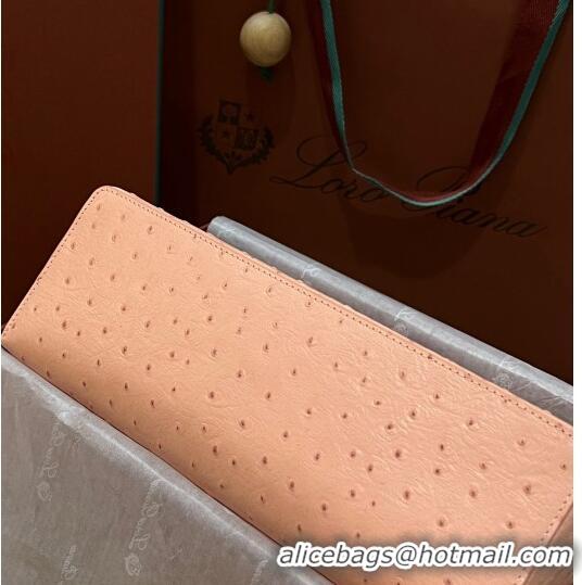 Best Price Loro Piana Extra Pocket Pouch L27 in Ostrich Pattern Leather LP5446 Peachy Pink 2023