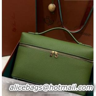 Inexpensive Loro Piana Extra Pocket Pouch L27 in Calfskin LP5448 Green 2/Gold 2023