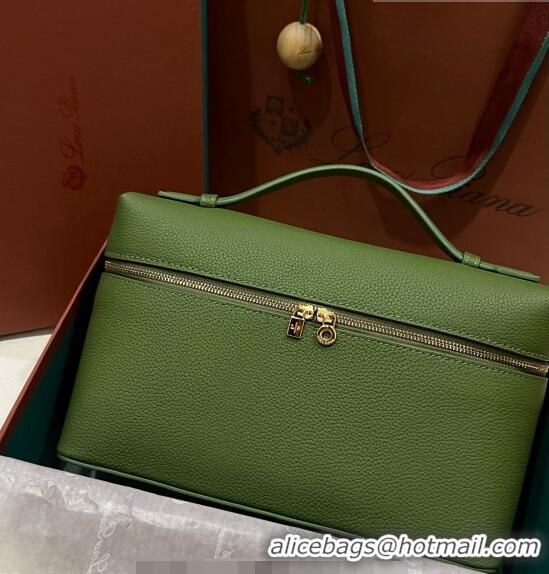 Inexpensive Loro Piana Extra Pocket Pouch L27 in Calfskin LP5448 Green 2/Gold 2023