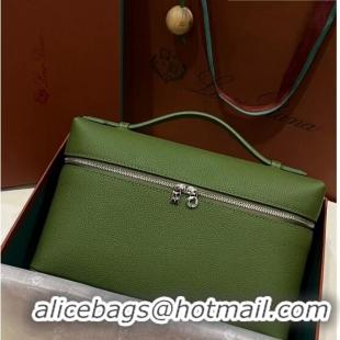 Best Quality Loro Piana Extra Pocket Pouch L27 in Calfskin LP5448 Green 2/Silver 2023