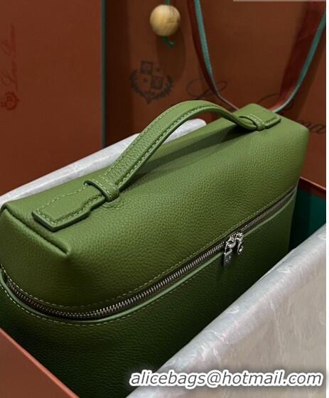 Best Quality Loro Piana Extra Pocket Pouch L27 in Calfskin LP5448 Green 2/Silver 2023