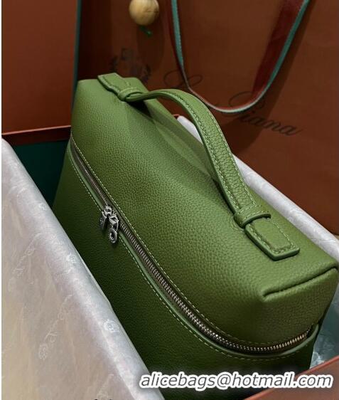 Best Quality Loro Piana Extra Pocket Pouch L27 in Calfskin LP5448 Green 2/Silver 2023