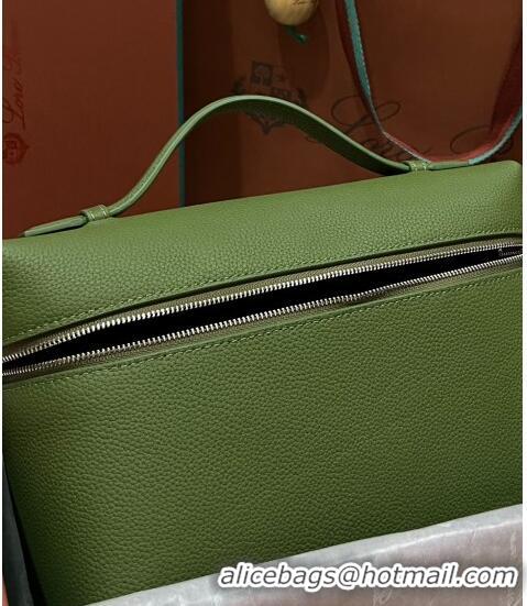 Best Quality Loro Piana Extra Pocket Pouch L27 in Calfskin LP5448 Green 2/Silver 2023