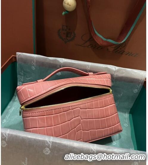 Most Popular Loro Piana Extra Pocket L19 Pouch in Crocodile Pattern Leather LP5450 Light Pink 2023