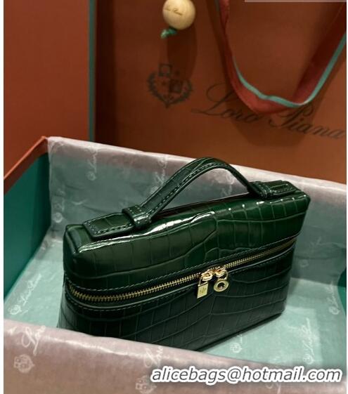 New Fashion Loro Piana Extra Pocket L19 Pouch in Crocodile Pattern Leather LP5450 Dark Green 2023