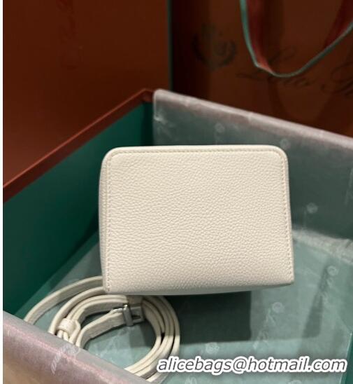 New Design Loro Piana Extra Pocket L11.5 Pouch in Calfskin with Rabbit Charm Optic LP5451 White 2023