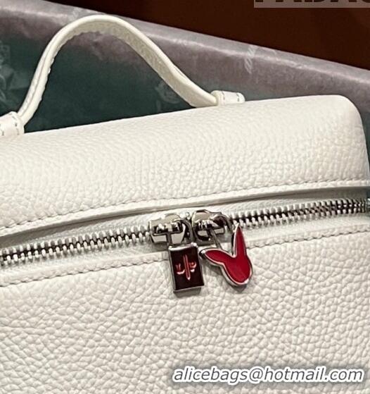 New Design Loro Piana Extra Pocket L11.5 Pouch in Calfskin with Rabbit Charm Optic LP5451 White 2023