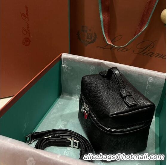 Top Quality Loro Piana Extra Pocket L11.5 Pouch in Calfskin with Rabbit Charm LP5451 Black 2023