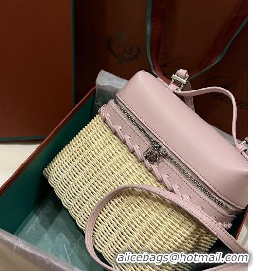 Inexpensive Loro Piana Extra Pocket Pouch L19 in Wicker and Leather LP5452 Light Pink 2023