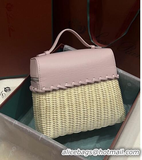 Inexpensive Loro Piana Extra Pocket Pouch L19 in Wicker and Leather LP5452 Light Pink 2023