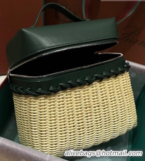 Most Popular Loro Piana Extra Pocket Pouch L19 in Wicker and Leather LP5452 Green 2023