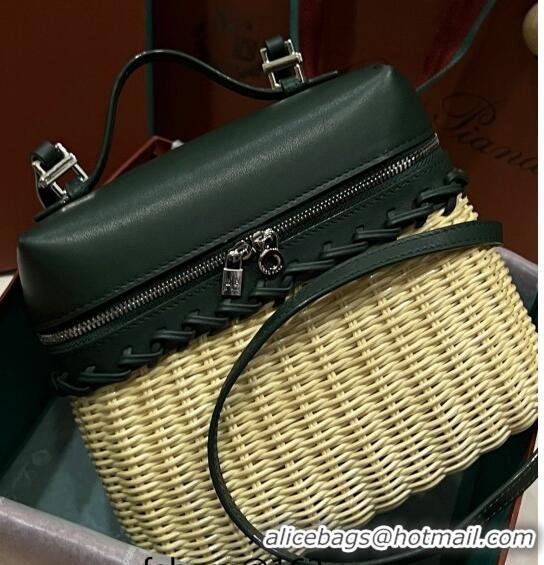 Most Popular Loro Piana Extra Pocket Pouch L19 in Wicker and Leather LP5452 Green 2023