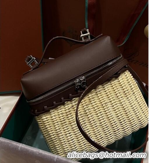 Reasonable Price Loro Piana Extra Pocket Pouch L19 in Wicker and Leather LP5452 Dark Brown 2023