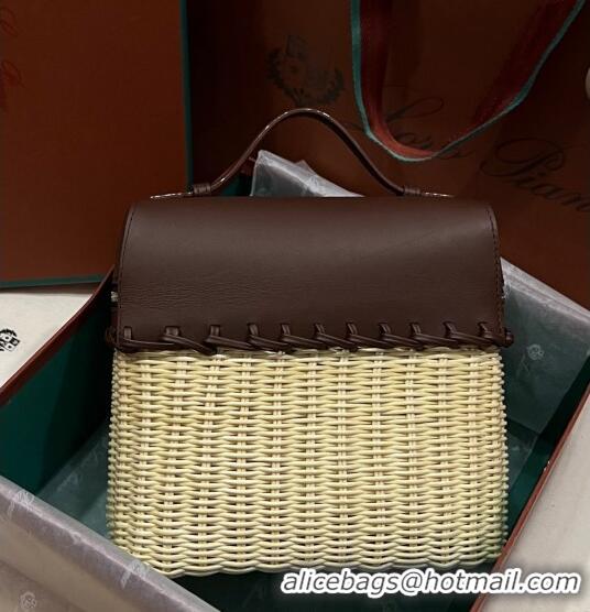 Reasonable Price Loro Piana Extra Pocket Pouch L19 in Wicker and Leather LP5452 Dark Brown 2023