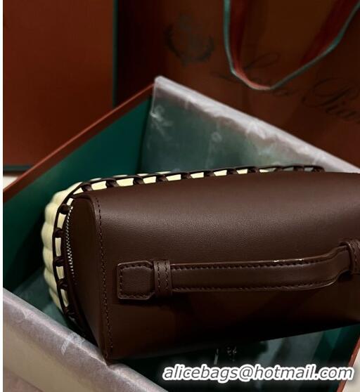 Reasonable Price Loro Piana Extra Pocket Pouch L19 in Wicker and Leather LP5452 Dark Brown 2023