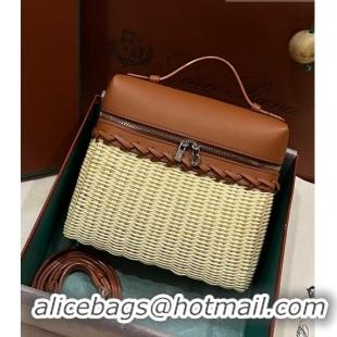 Promotional Loro Piana Extra Pocket Pouch L19 in Wicker and Leather LP5452 Tan Brown 2023