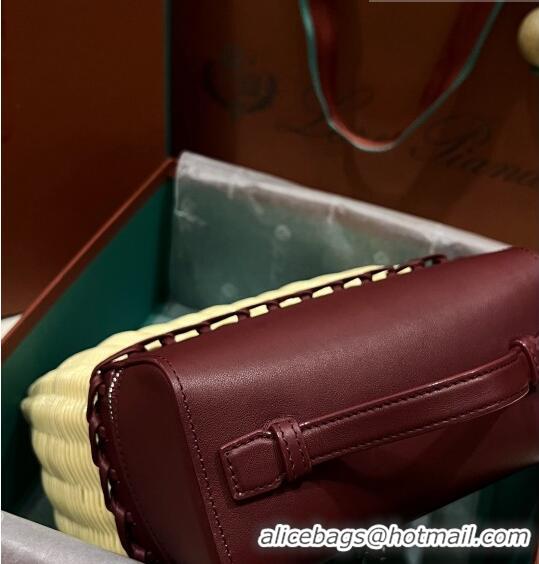 Good Quality Loro Piana Extra Pocket Pouch L19 in Wicker and Leather LP5452 Burgundy 2023