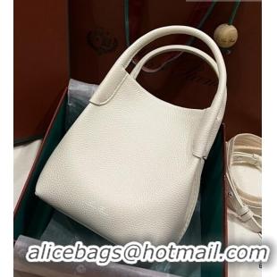 Big Discount Loro Piana Micro Bale Bucket Bag in Grained Calfskin LP5454 White 2023