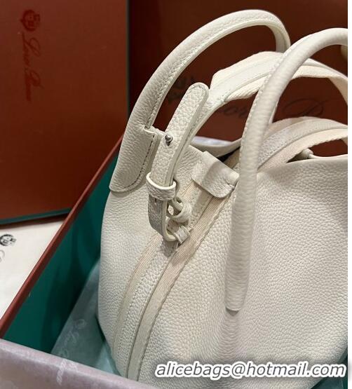 Big Discount Loro Piana Micro Bale Bucket Bag in Grained Calfskin LP5454 White 2023